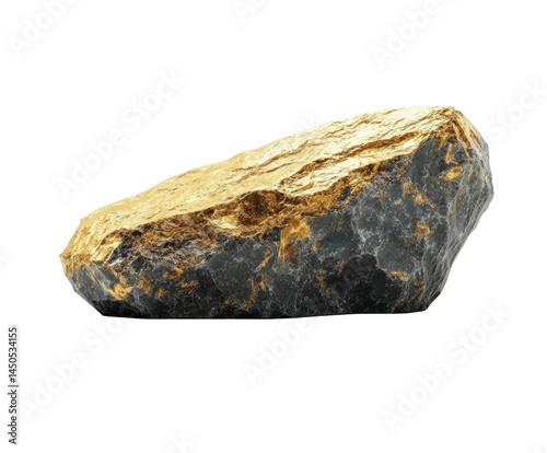 Mining gold ore unique rock formation natural environment perspective isolated on transparent background