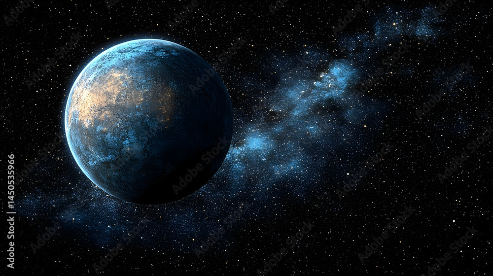 Fototapeta premium Exoplanet cosmic nebula space background celestial body stars galaxy universe