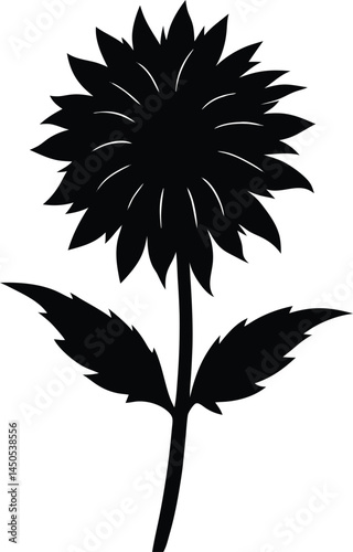 bee balm flower silhouette vector on white 