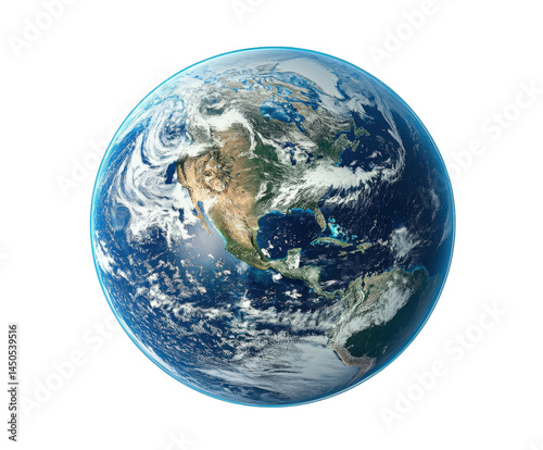 Fototapeta Naklejka Na Ścianę i Meble -  Exploring the earth's unique features planet earth digital space aerial view nature isolated on transparent background