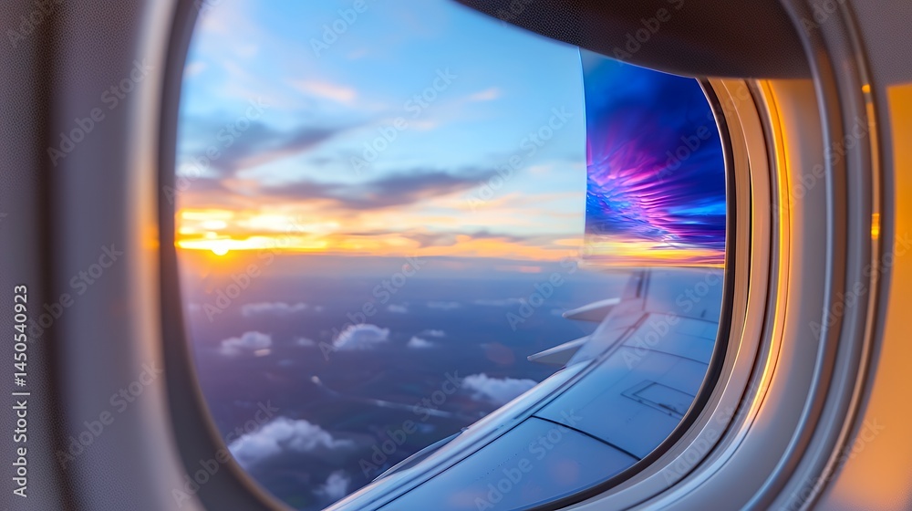 Fototapeta premium View From Airplane Window at Sunset