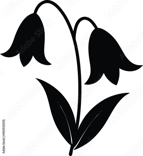 bluebell blossom silhouette vector on white 