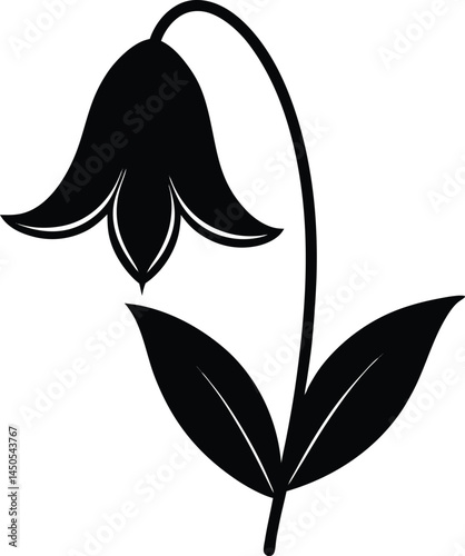 bluebell flower silhouette vector on white 