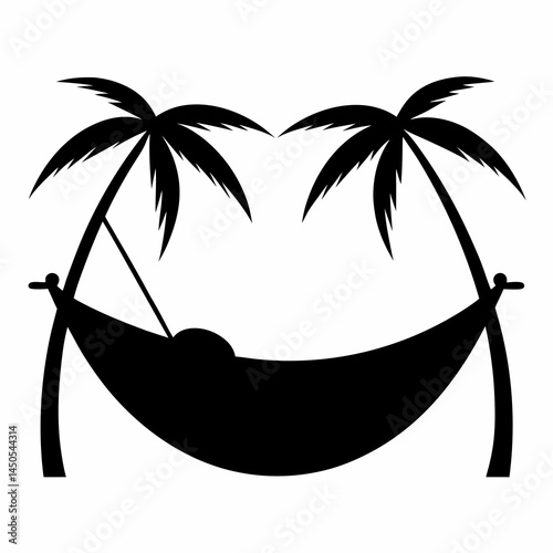 Beach Hammock Travel Symbol Silhouette Vector Art Illustration for Summer and Vacation Designs
