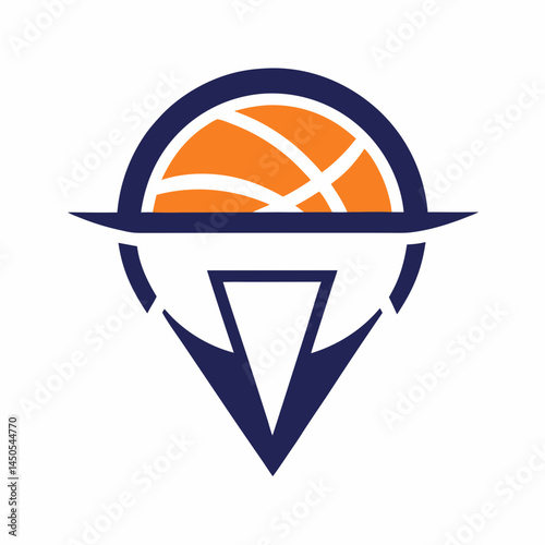 Modern Minimalist Basketball Logo with Hoop Silhouette and Geometric Vector Design
