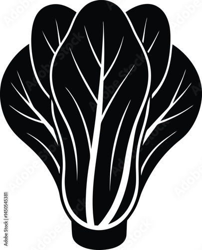 bok choy silhouette vector on white background 