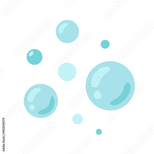 Blue round bubbles isolated on white background. Vector illustration, flat design
