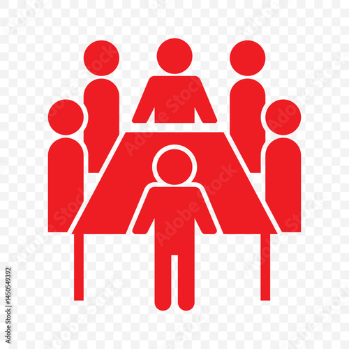 Meeting Icon in Red Color. team meeting in a conference hall on Transparent Background. EPS 10.