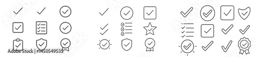 Set of web icons in line style representing various tasks and achievements designed for digital use