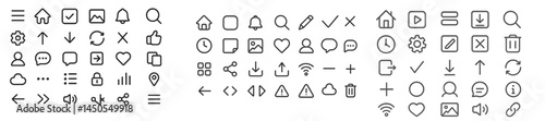 Collection of web icons in line style for user interface design and digital applications