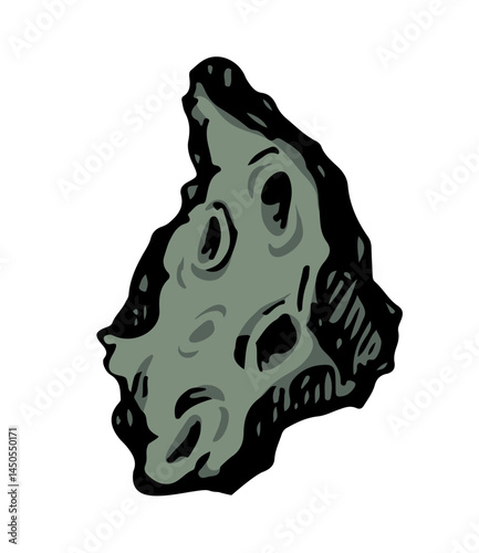 Vector drawing. Small Asteroid in the sky