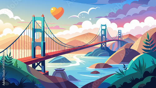 Sunlight spills across the sweeping cables.
A golden glow kisses the Pacific horizon.
Majestic and bold, yet elegant and serene.
Where the city ends, and wonder begins.

