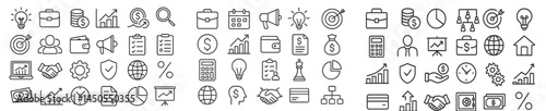 Set of web icons designed in line style for various digital applications and purposes