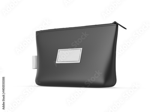 Make Up Kit Bag or Cosmetic Bag Waterproof Travel Toiletry Organizer Bag with Blank  label 3d illustration.
