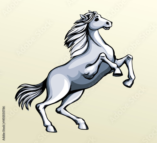 Vector drawing. Man on the horse