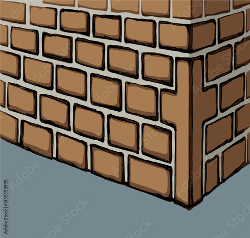 Vector drawing. Cornerstone at the base of the wall