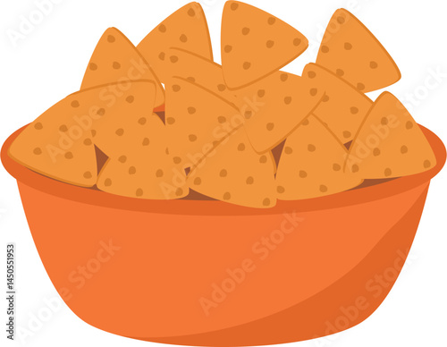 Bowl of Crispy Tortilla Chips, Snack Food Illustration