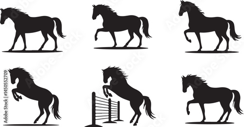 Horse Silhouette Vector Collection for Equestrian, Animal, and Sports Design