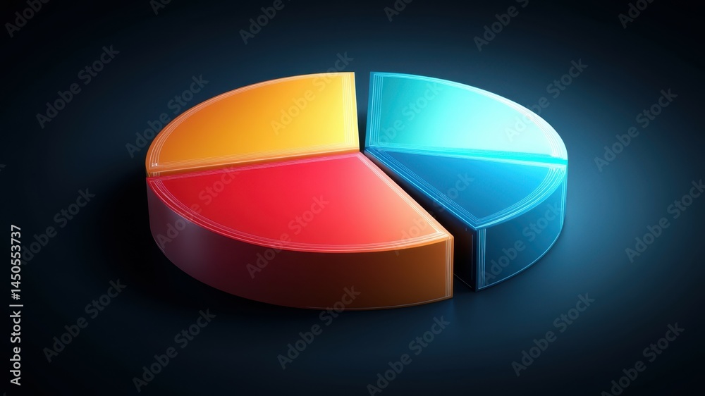 Obraz premium Colorful pie chart, financial analysis tool