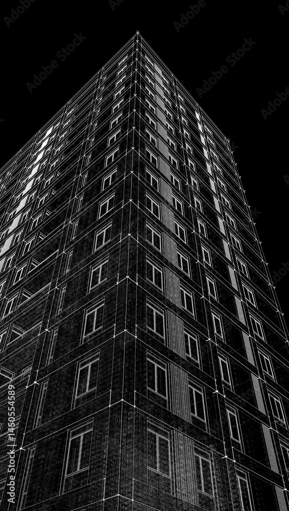 Fototapeta premium Abstract buildings 3d rendering. Architectural background