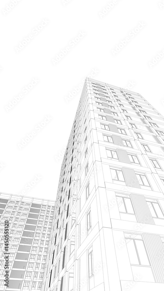 Fototapeta premium Abstract buildings 3d rendering. Architectural background 
