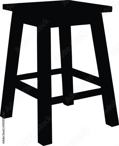 Wooden stool silhouette vector, bar stool silhouette, wooden stool icon vector