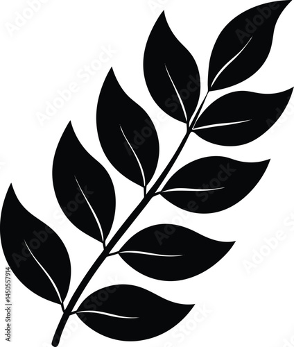 curry leaf silhouette vector on white background 