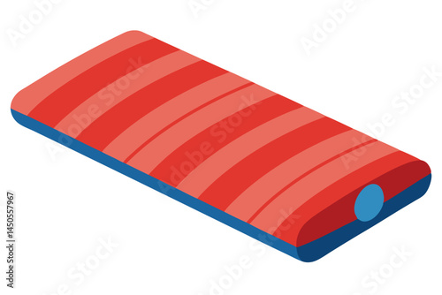 Isometric render of a striped red hot pad with a blue base