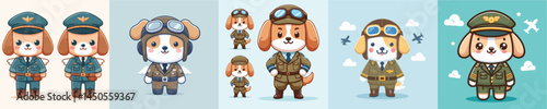 cute dog vector in pilot costume