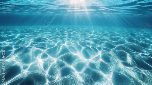 Underwater Sunlight Rays on Ocean Floor