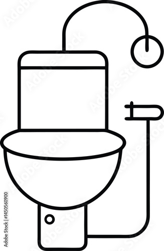 Toilet in continuous line art drawing style, capturing modern toilet design with artistic elegance, represented in minimalist continuous lines to convey sleek, functional design.