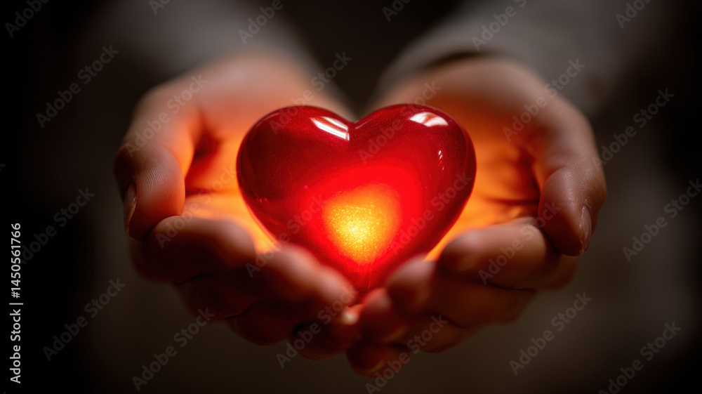 Heart shape glowing in cupped hands — a detailed and modern 3D-style concept ideal for tech visuals, infographics, marketing materials, and futuristic digital presentations. Heart shape glowing in cupped hands — a detailed and modern 3D-style concept ideal for tech visuals, infographics, marketing materials, and futuristic digital presentations.
