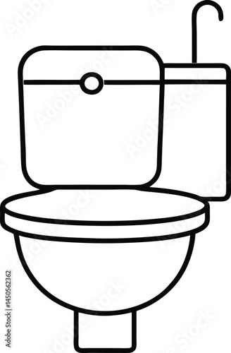Toilet in continuous line art drawing style, capturing the elegance and functionality of modern toilets with clean lines and a minimalist artistic approach that symbolizes modern design.