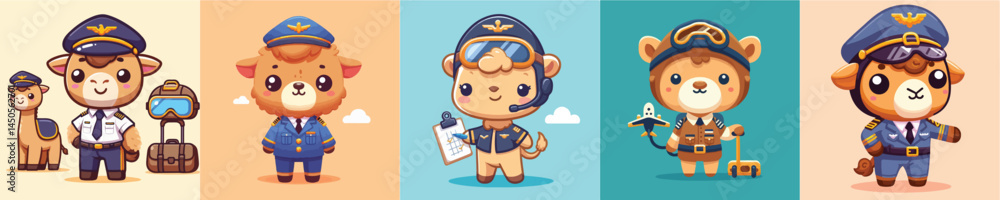 Fototapeta premium cute camel vector in pilot costume