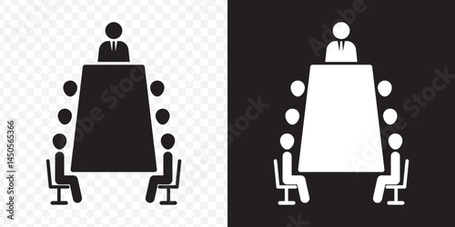 boardroom meeting icon vector black and white business on Transparent Background. EPS 10.