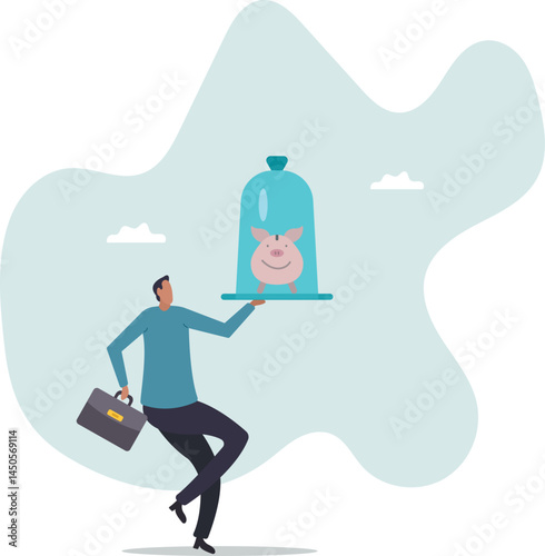 Protect money from inflation, insurance and financial security .character for design.