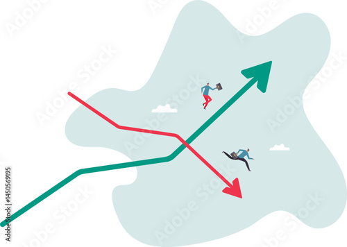 Profit and loss, investment direction or economic forecast, growth and decline in profit,character for design.