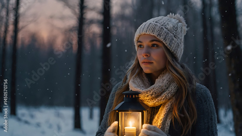 young woman in winter