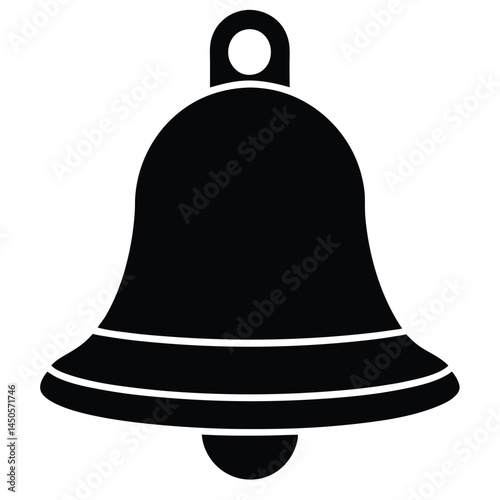 Black silhouette of a traditional bell with a simple design on a white background