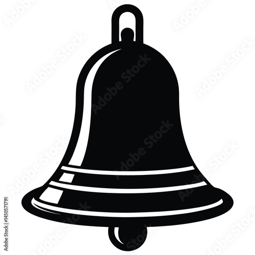 Black silhouette of a traditional bell with a simple design on a white background