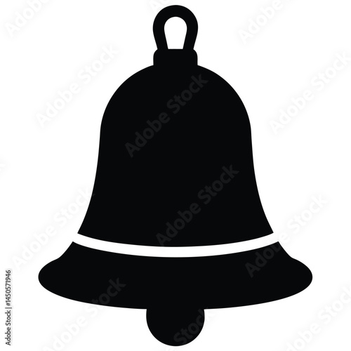 Black silhouette of a traditional bell with a simple design on a white background
