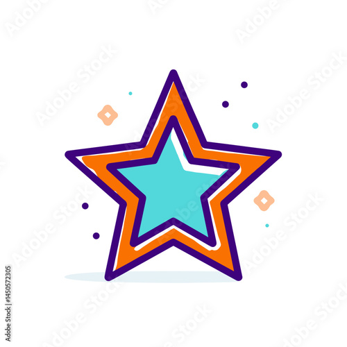 Colorful star icon with vibrant design and playful accents  
