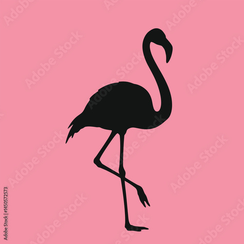 Vector Image Of Silhouette Flamingoes