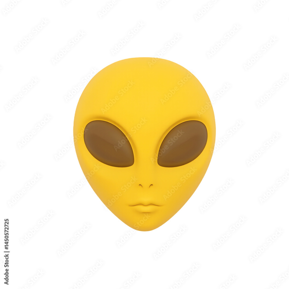 Fototapeta premium 3D rendering of a Yellow Alien Face Emoji icon isolated on white background