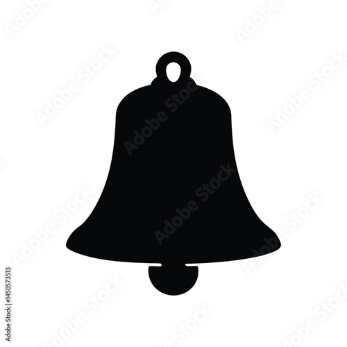 Black silhouette of a traditional bell with a simple design on a white background