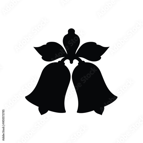 Black silhouette of a traditional bell with a simple design on a white background