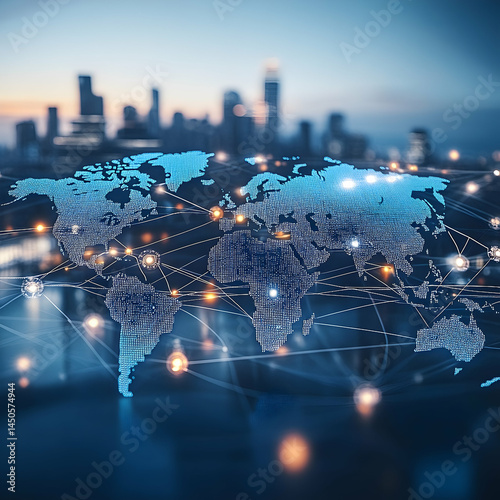 Global network connections world map