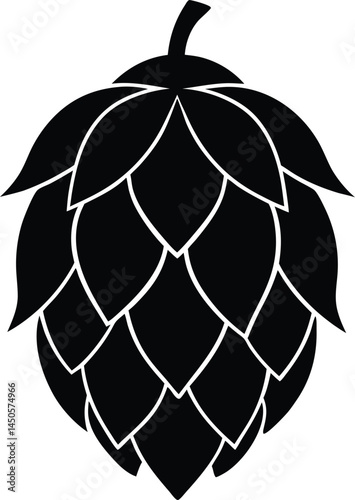 hops cone silhouette vector on white background 