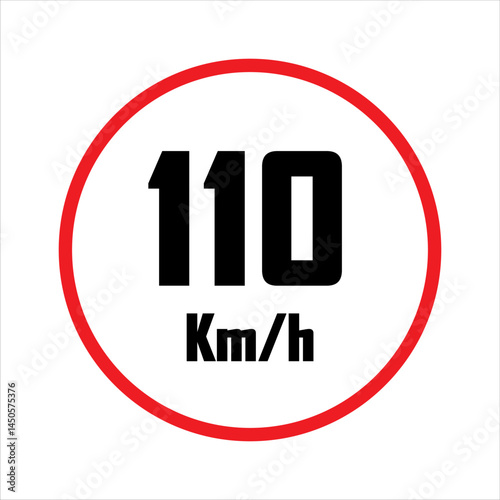 speed limit sign 110 km/h, traffic regulation, road safety, warning symbol, transportation, maximum speed control