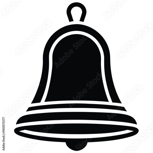 Black silhouette of a traditional bell with a simple design on a white background